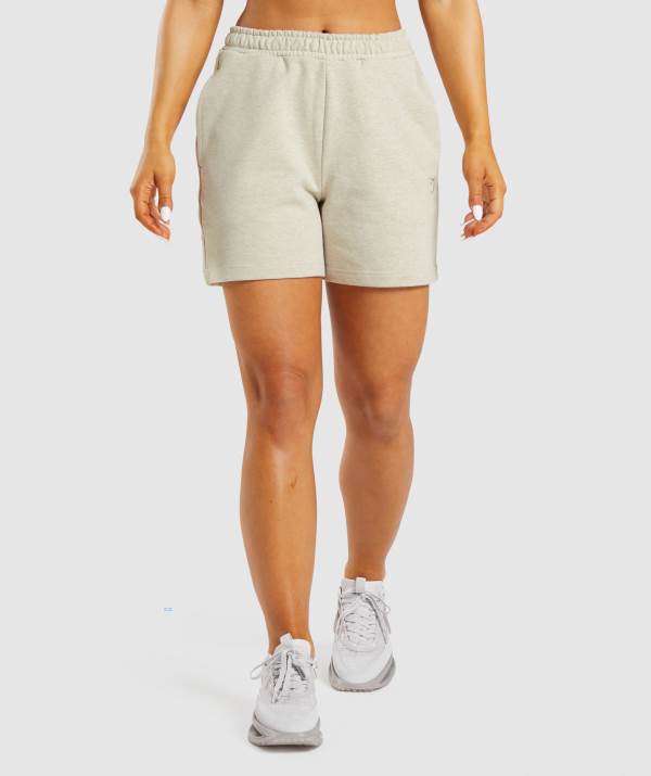Gymshark Rest Day Sweats Kurze Hose Damen Grau Weiß | 9327QXIWM