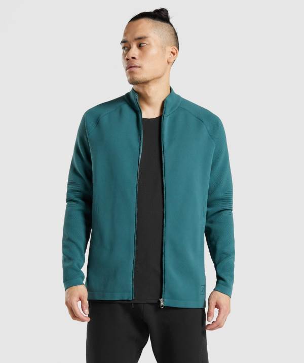 Gymshark Retake Full Zip Track Jacke Herren Dunkelschwarz Grün | 8967KJWSA