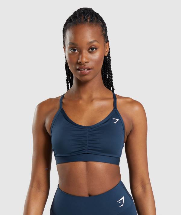 Gymshark Ruched Sport BH Damen Navy | 6375PNROK