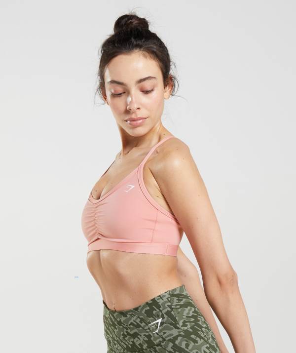 Gymshark Ruched Sport BH Damen Rosa | 2540CIUWN