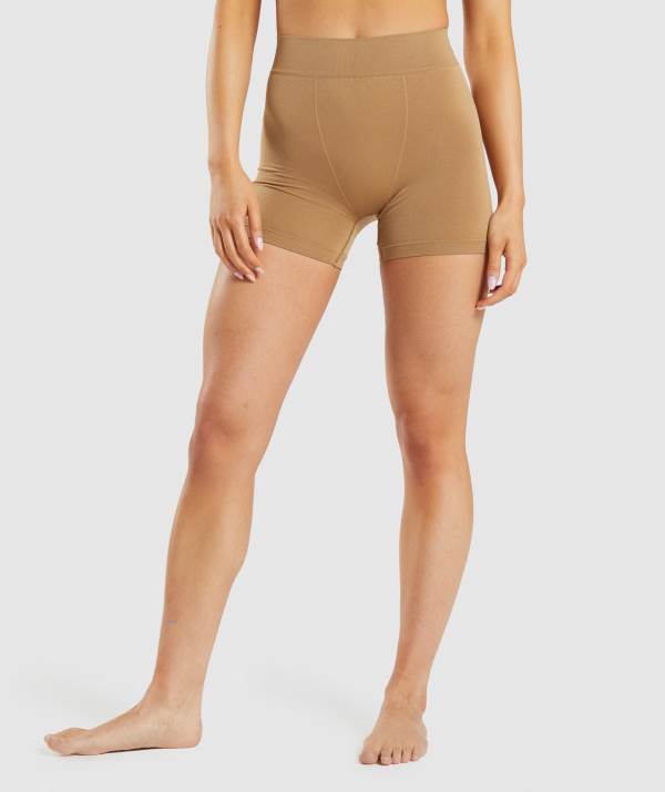 Gymshark Seamless Boxers Unterwäsche Damen Gold Hellbraun | 0284AXHNW