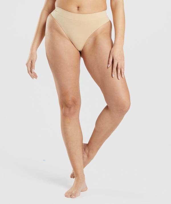 Gymshark Seamless High Rise Tanga Unterwäsche Damen Hellbraun | 8924NTBVA