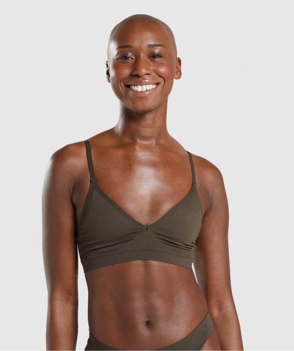 Gymshark Seamless Low Neck Bralette Unterwäsche Damen Braun | 0235JLSRP