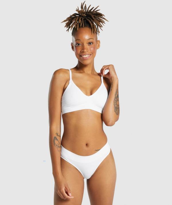 Gymshark Seamless Low Neck Bralette Unterwäsche Damen Weiß | 3245YJPWA