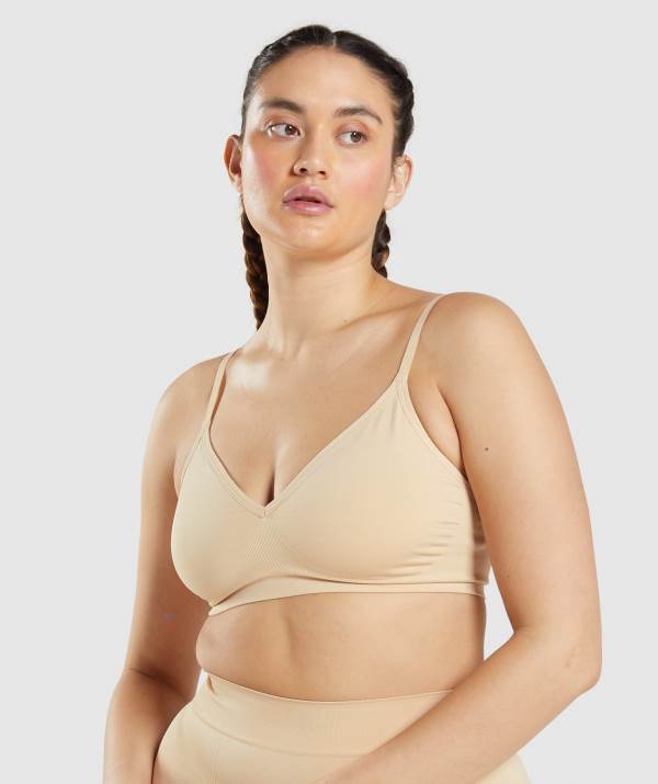 Gymshark Seamless Low Neck Bralette Unterwäsche Damen Hellbraun | 5794NUAPS