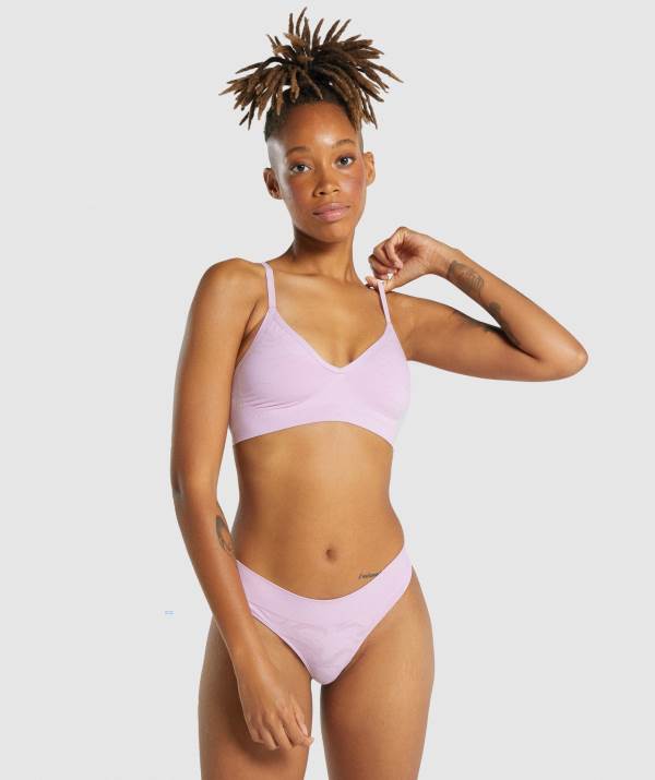Gymshark Seamless Low Neck Bralette Unterwäsche Damen Hellrosa | 6508VCYUZ