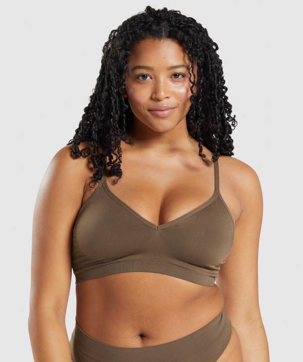 Gymshark Seamless Low Neck Bralette Unterwäsche Damen Braun | 9654FNTRJ