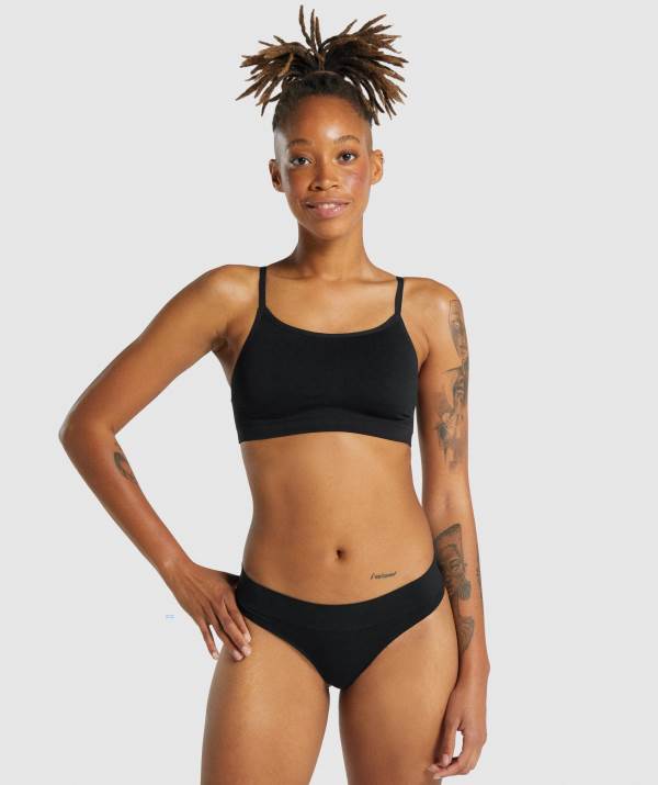 Gymshark Seamless Scoop Neck Bralette- Black Unterwäsche Damen Schwarz | 0241NBHRK