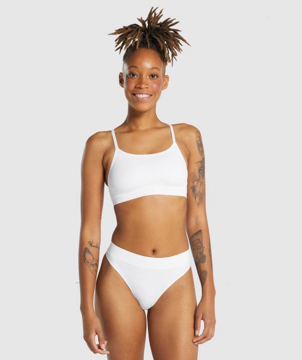 Gymshark Seamless Scoop Neck Bralette Unterwäsche Damen Weiß | 1207XOGBU