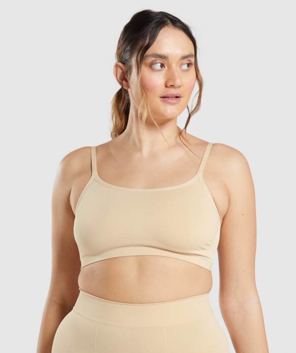 Gymshark Seamless Scoop Neck Bralette Unterwäsche Damen Hellbraun | 7452QXWDS
