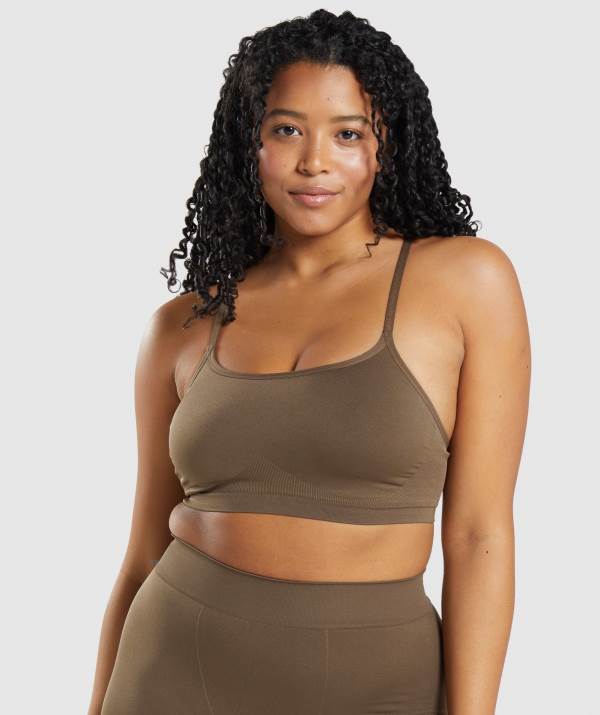 Gymshark Seamless Scoop Neck Bralette Unterwäsche Damen Braun | 8017BTHSZ