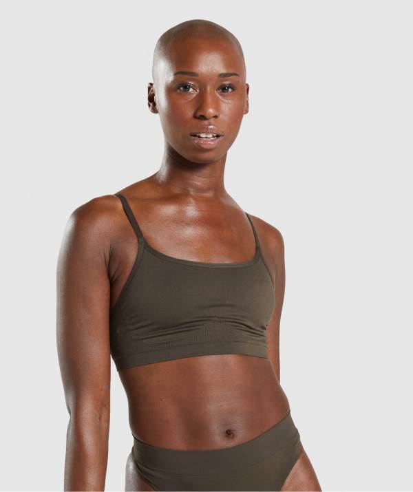 Gymshark Seamless Scoop Neck Bralette Unterwäsche Damen Braun | 9762INAHG
