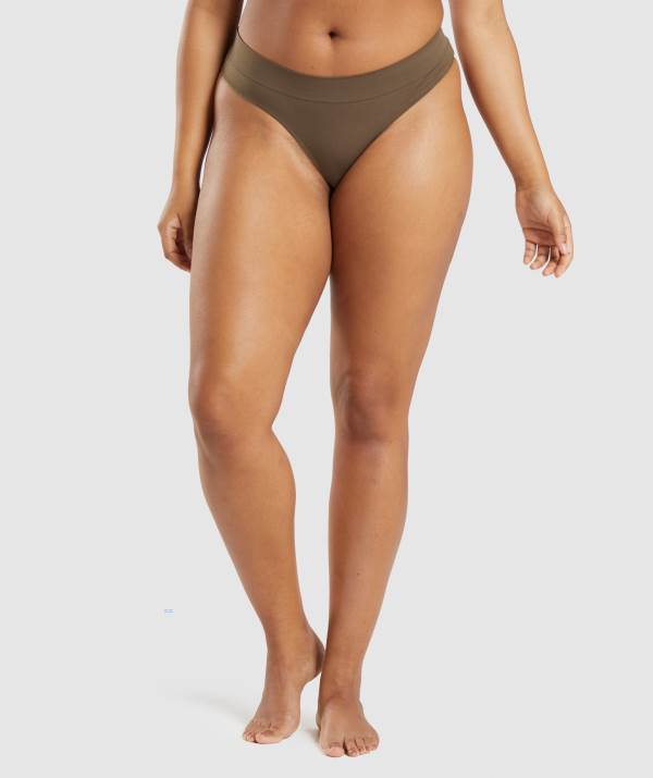 Gymshark Seamless Tanga Unterwäsche Damen Braun | 0932PGVNC