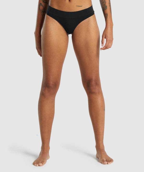 Gymshark Seamless Tanga Unterwäsche Damen Schwarz | 3496IAPWV