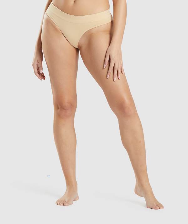 Gymshark Seamless Tanga Unterwäsche Damen Hellbraun | 5617QCATM