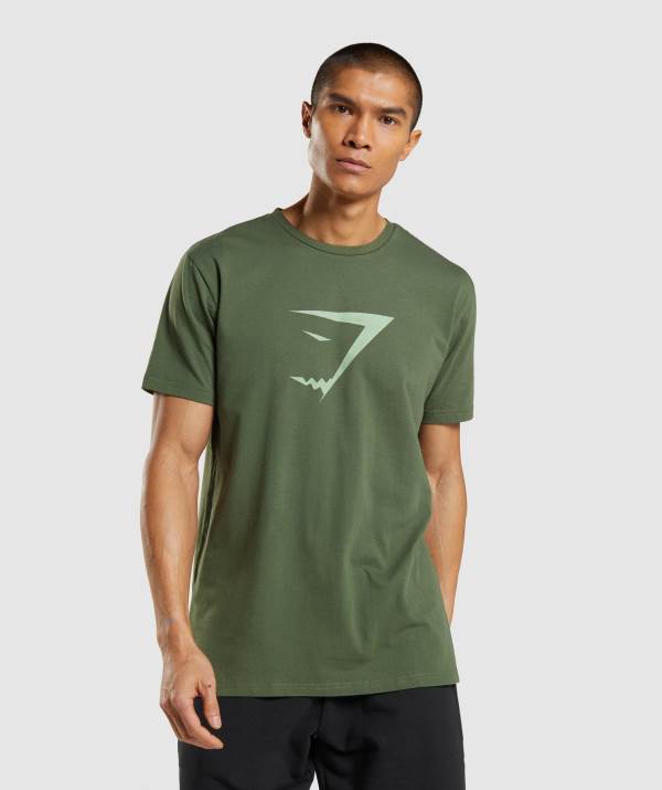 Gymshark Sharkhead Infill T-Shirt Herren Grün | 7540DCWLZ