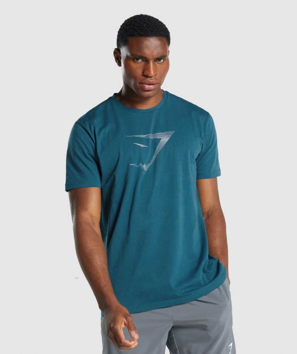 Gymshark Sharkhead Infill T-Shirt Herren Türkis | 8097LRKJF