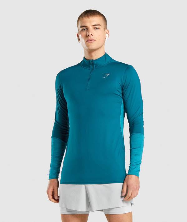 Gymshark Speed 1/4 Zip Pullover Herren Türkis | 9053HZXIB