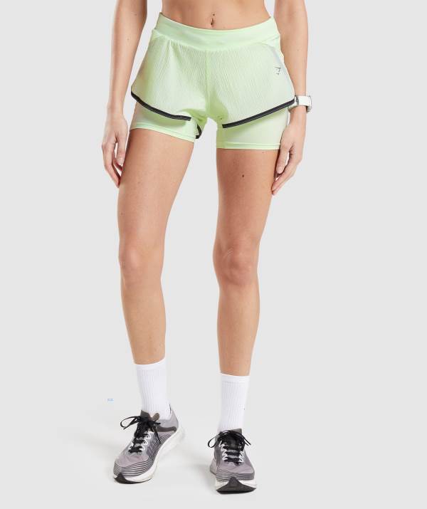Gymshark Speed 2 In 1 Kurze Hose Damen Braun Grün | 8720BETWD