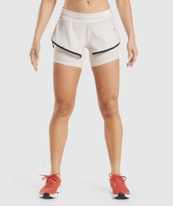 Gymshark Speed 2 In 1 Kurze Hose Damen Weiß | 3615IWDAO