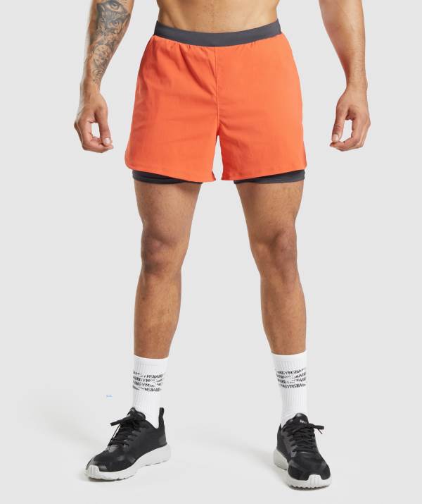Gymshark Speed Evolve 5" 2 In 1 Kurze Hose Herren Orange | 1493XIHZM