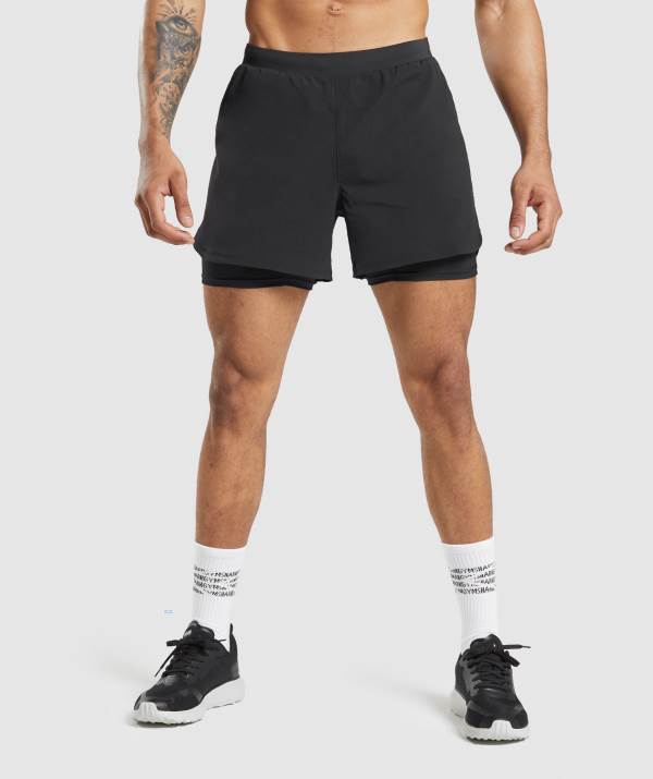 Gymshark Speed Evolve 5" 2 In 1 Kurze Hose Herren Schwarz | 9305PCHRX
