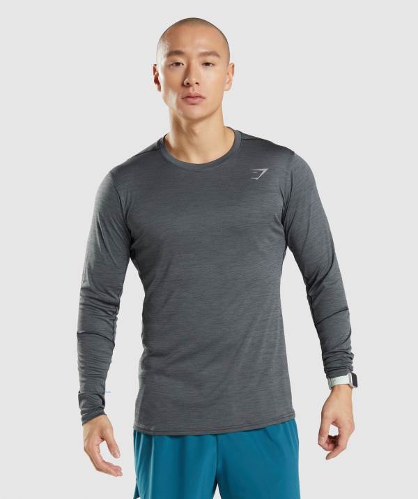 Gymshark Speed Long Sleeve Sweatshirt Herren Schwarz Grau | 8403FIOCP