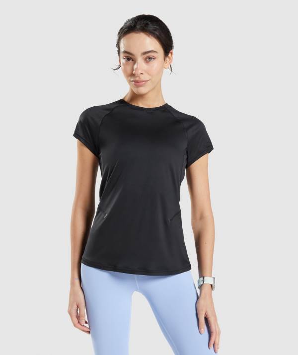 Gymshark Speed T-Shirt Damen Schwarz | 9586VWHST