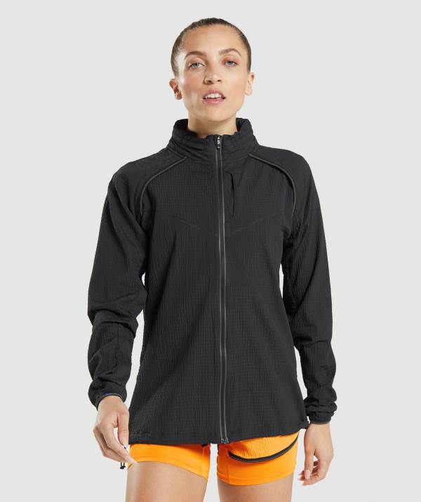 Gymshark Speed Windjacke Damen Schwarz | 4258JZSNR