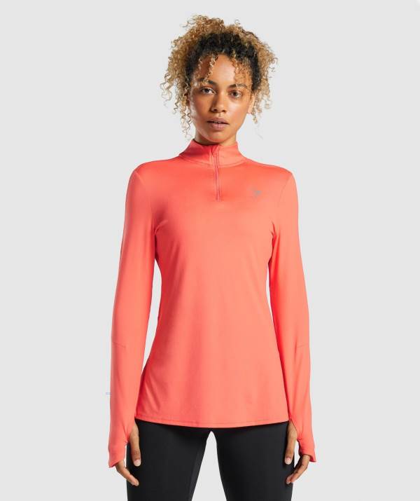 Gymshark Speed Zip-Up Pullover Damen Orange | 0145FHVSR