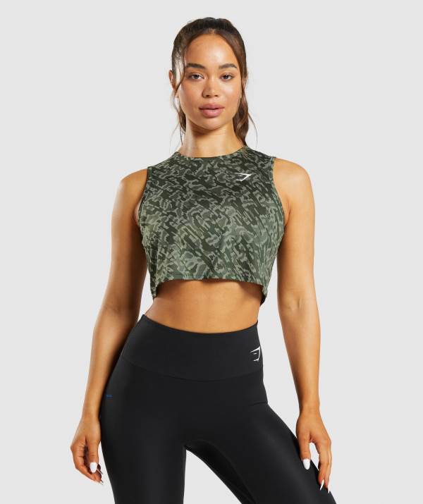 Gymshark Sport Crop Muskelshirt Damen Grün | 9456TCNRE
