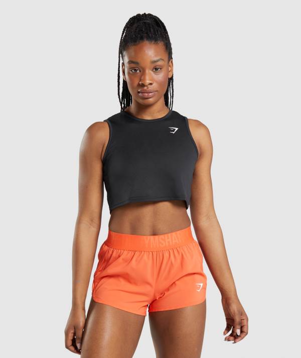 Gymshark Sport Crop Muskelshirt Damen Schwarz | 5839ZGRHB