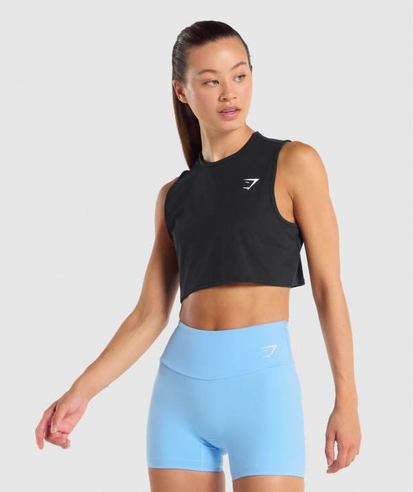 Gymshark Sport Crop Muskelshirt Damen Schwarz | 7819CPVDZ