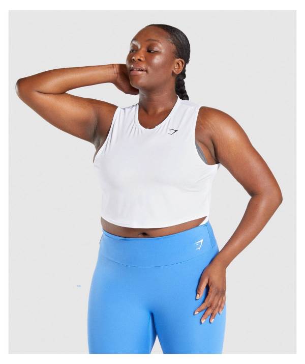 Gymshark Sport Crop Muskelshirt Damen Weiß | 5437WFGEZ