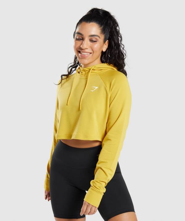 Gymshark Sport Cropped Hoodie Damen Gelb | 6170NTGHX