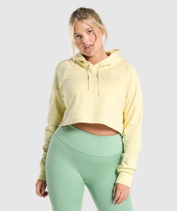 Gymshark Sport Cropped Hoodie Damen Hellgelb | 0362ZQWAE