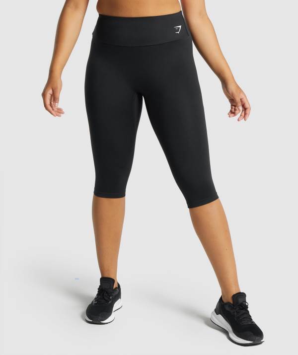 Gymshark Sport Cropped Leggings Damen Schwarz | 6842VNDLK