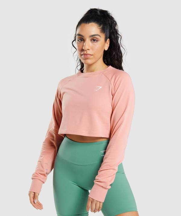 Gymshark Sport Cropped Pullover Sweatshirt Damen Rosa | 2047MIFJR