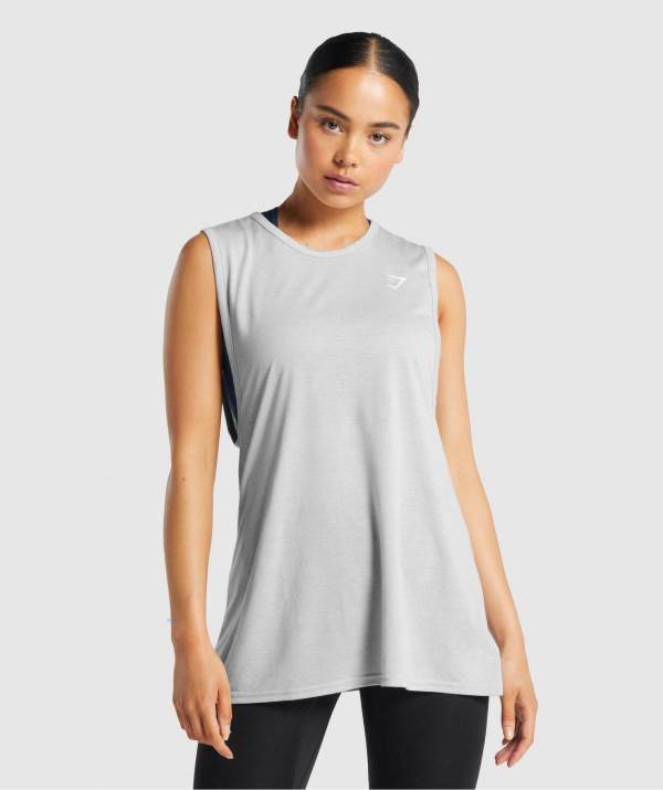 Gymshark Sport Drop Arm Muskelshirt Damen Hellgrau | 3901GMFDQ