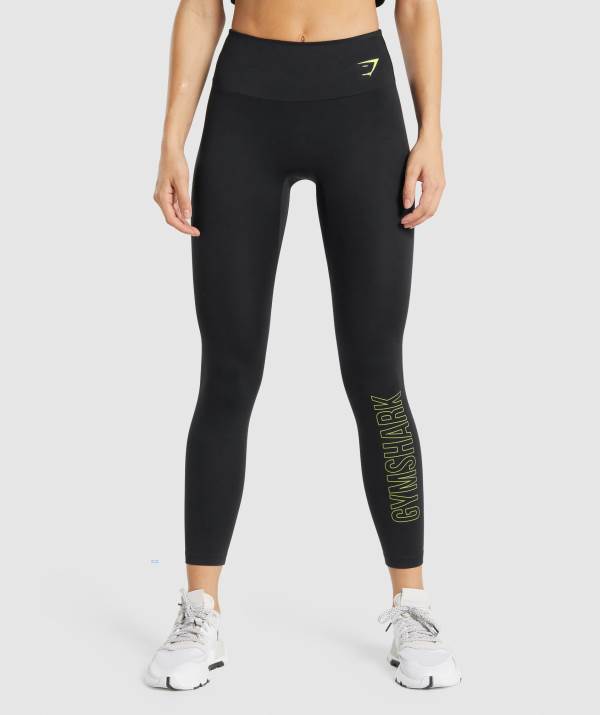 Gymshark Sport Graphic Leggings Damen Schwarz | 5092THVWK