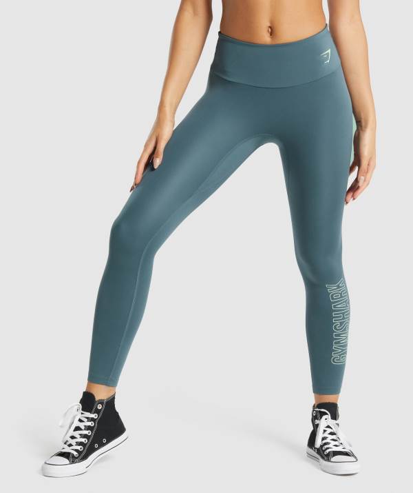 Gymshark Sport Graphic Leggings Damen Türkis | 3269PRXJT