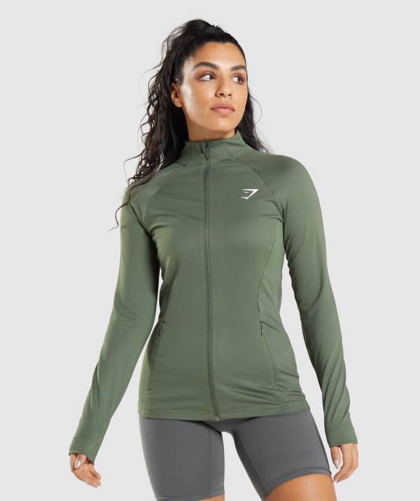 Gymshark Sport Jacke Damen Olivgrün | 0864PQVRK