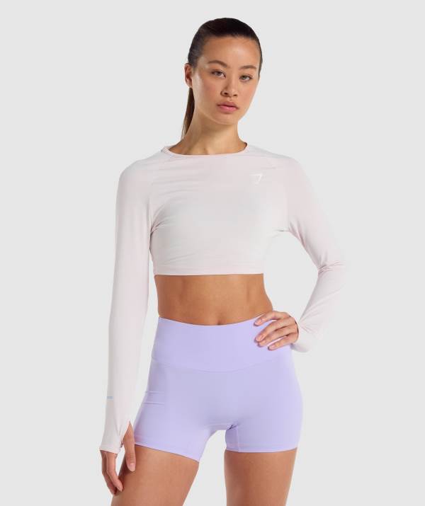 Gymshark Sport Long Sleeve Crop Top Damen Weiß | 2638BNGUW