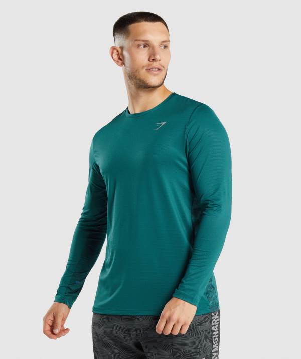 Gymshark Sport Long Sleeve Sweatshirt Herren Türkis | 9780MAJYG