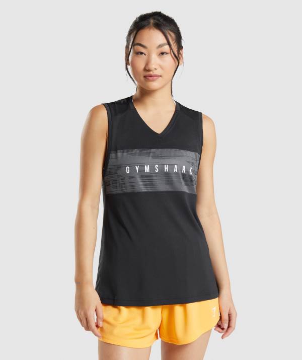 Gymshark Sport Loose Muskelshirt Damen Schwarz | 5637QDOKF