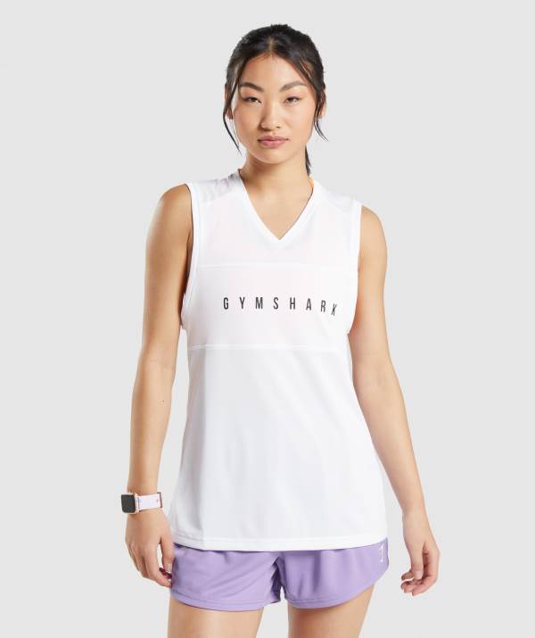 Gymshark Sport Loose Muskelshirt Damen Weiß | 2316IJFKV