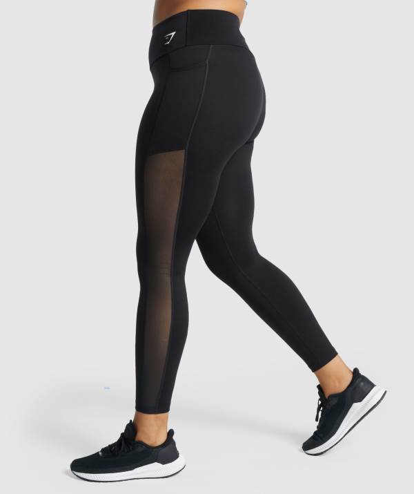 Gymshark Sport Mesh Pocket Leggings Damen Schwarz | 2640PICZY