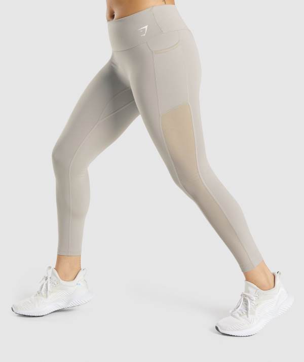 Gymshark Sport Mesh Pocket Leggings Damen Grau | 6409YSNTA