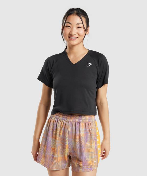 Gymshark Sport Midi T-Shirt Damen Schwarz | 3184NQCMK