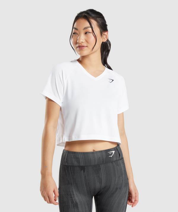 Gymshark Sport Midi T-Shirt Damen Weiß | 3190LMAHC